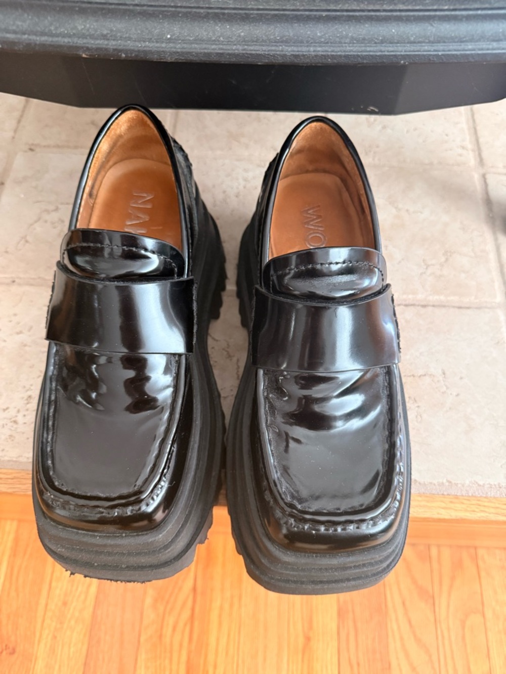 Naked Wolfe Black Chunky Platform Penny Loafers